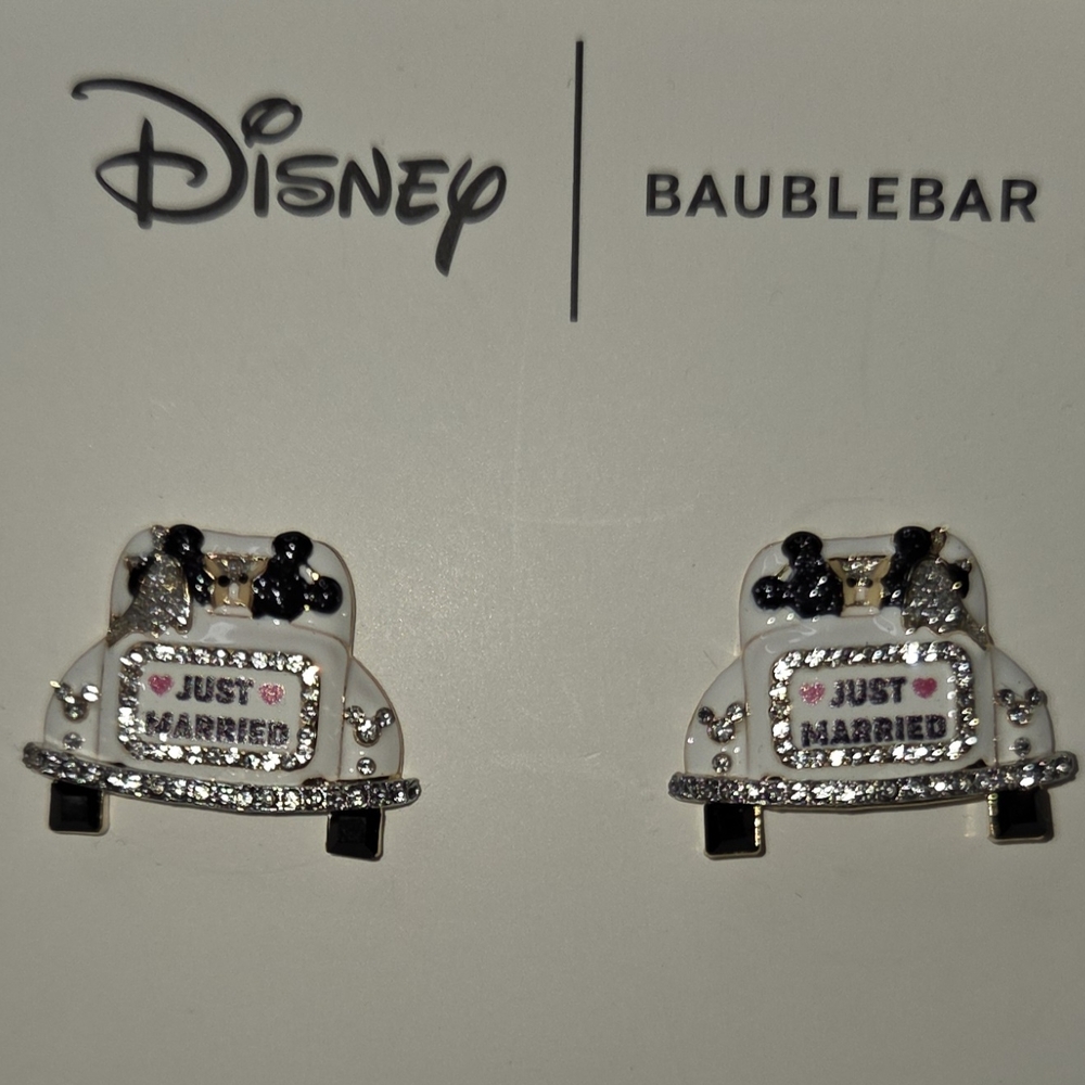 BaubleBar Disney Just Married Earrings - White and Black